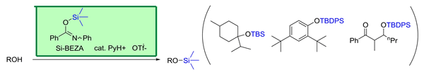 アルコールの強力シリル化 (B)；Si-Benzanilide (Si-BEZA) – cat. PyH+•OTf-