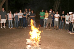 2007年科学技術英語実習 キャンプファイアーの写真